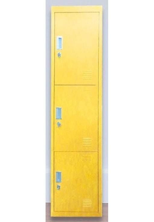 ARMOIRE DE RANGEMENT 3 CASIERS JAUNE