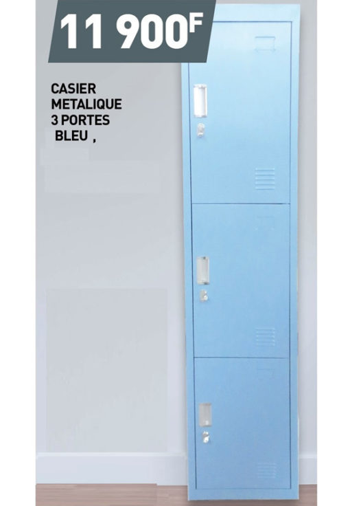 ARMOIRE DE RANGEMENT 3 CASIERS BLEU