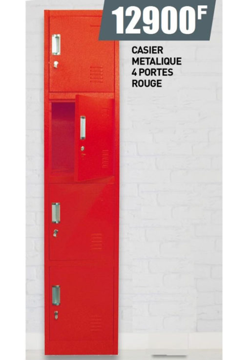 ARMOIRE DE RANGEMENT  4 CASIERS ROUGE