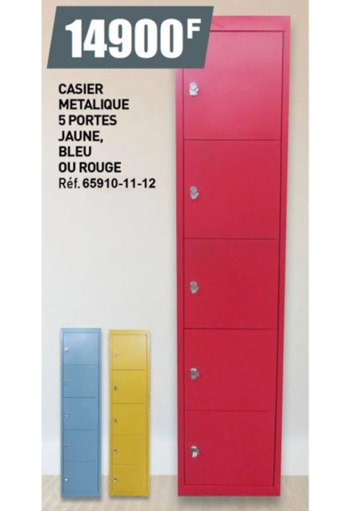 ARMOIRE DE RANGEMENT 5 CASIERS JAUNE