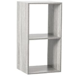 ETAGERE BOIS 2 CASES MIX GRIS
