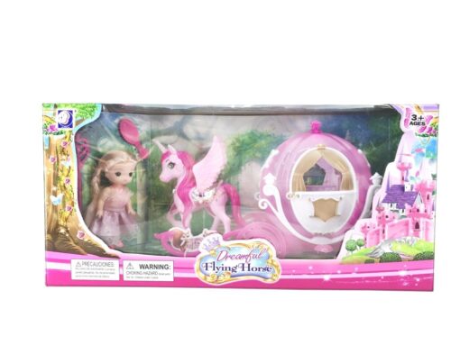 POUPEE LICORNE ET CARROSSE ROSE