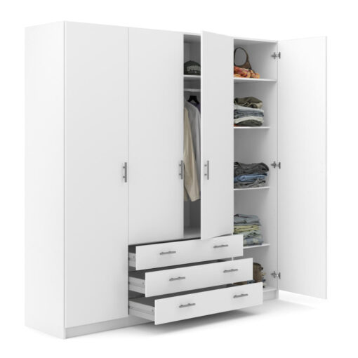 ARMOIRE 4 PORTES 3 TIROIRS
