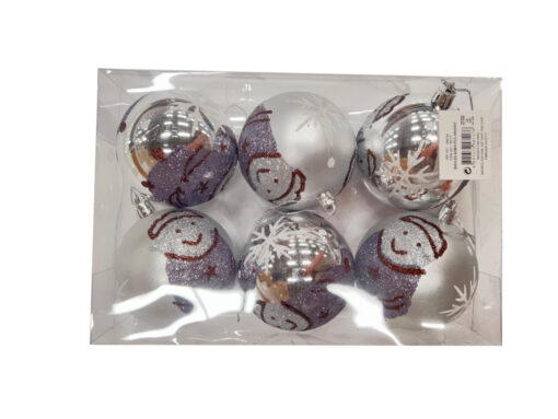 BOULES 6PCS ARGENT 8cm