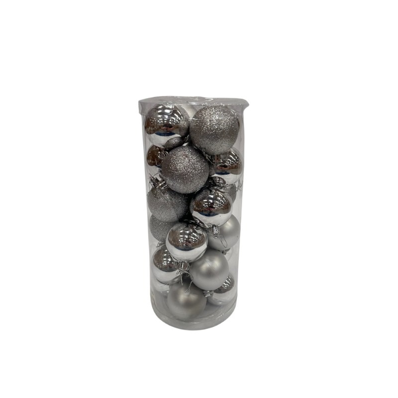 DECO BOULES NOEL 6CM ARGENT 24