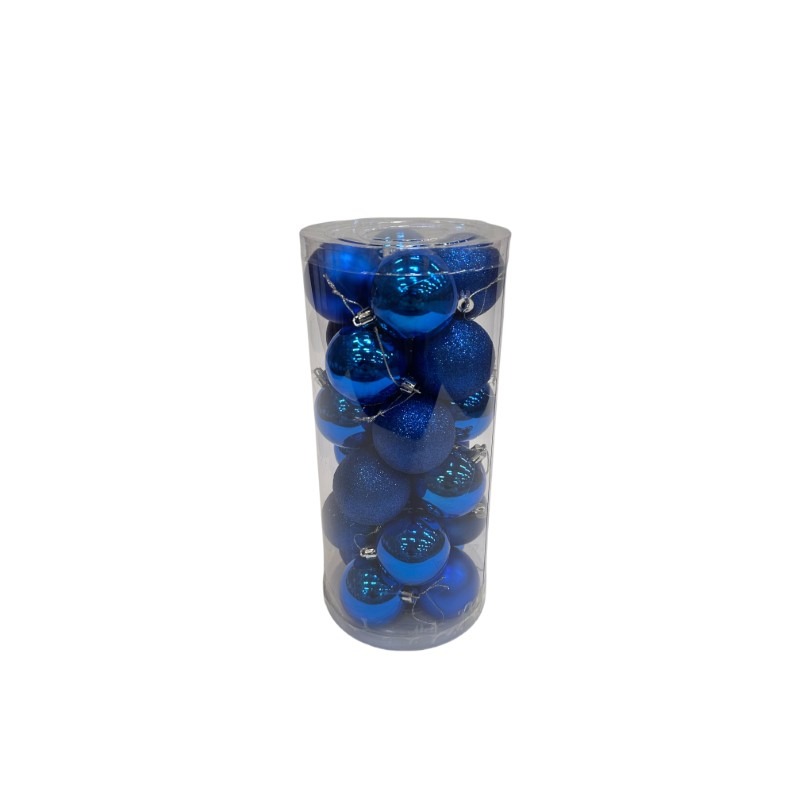 DECO BOULES NOEL BLEU 6CM 24PC