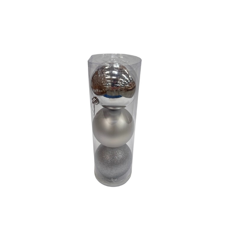 BOULES NOEL 15CM X3 ARGENT