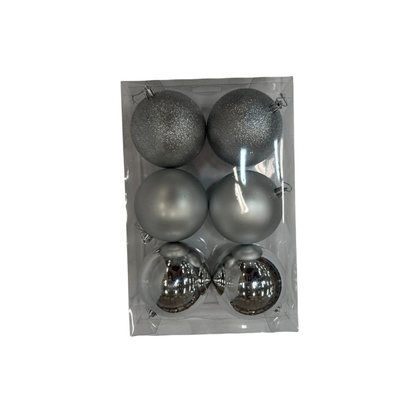 BOULES NOEL 10CM X6 ARGENT