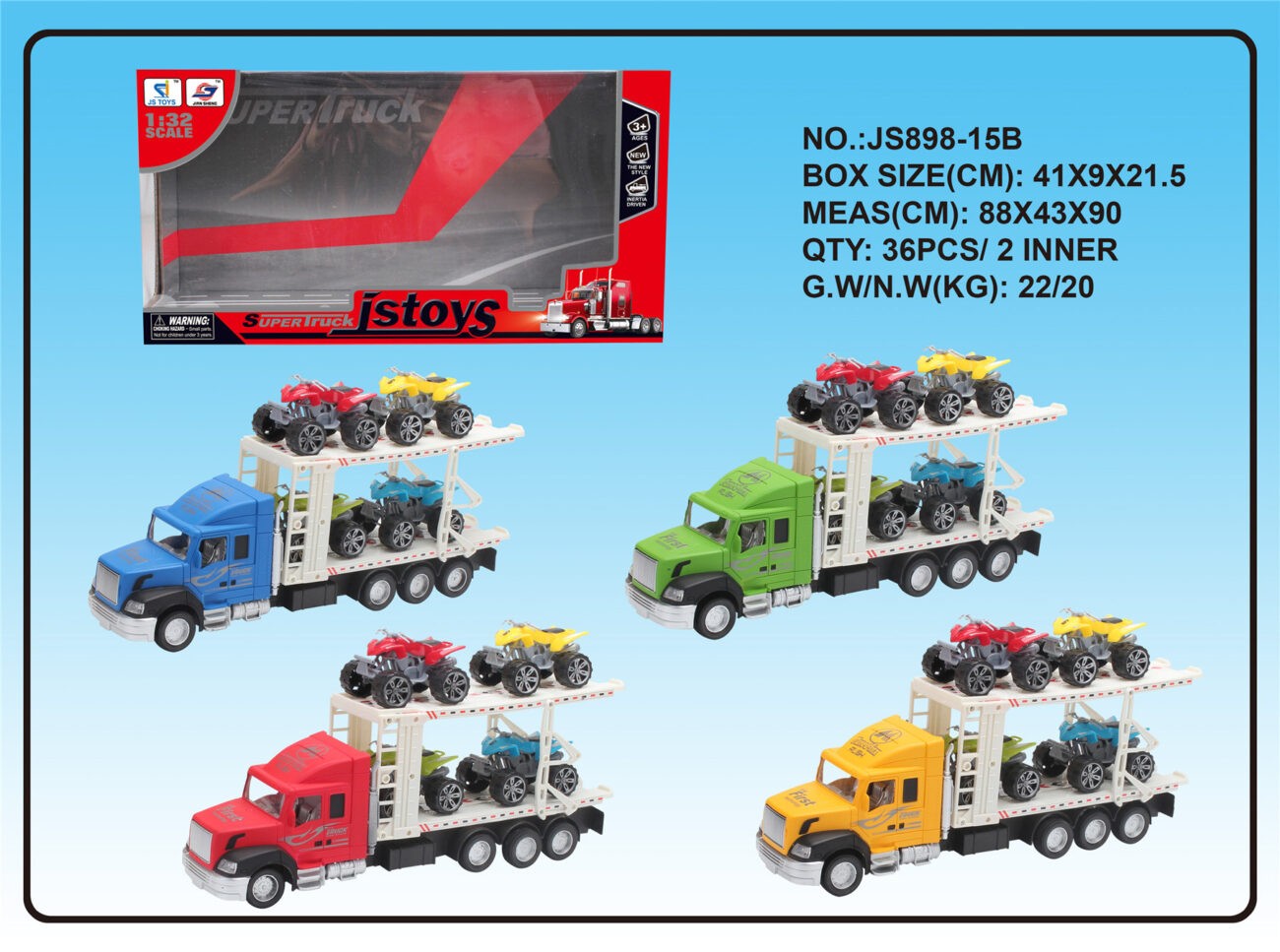 CAMION FRICTION PORTE QUADS (4