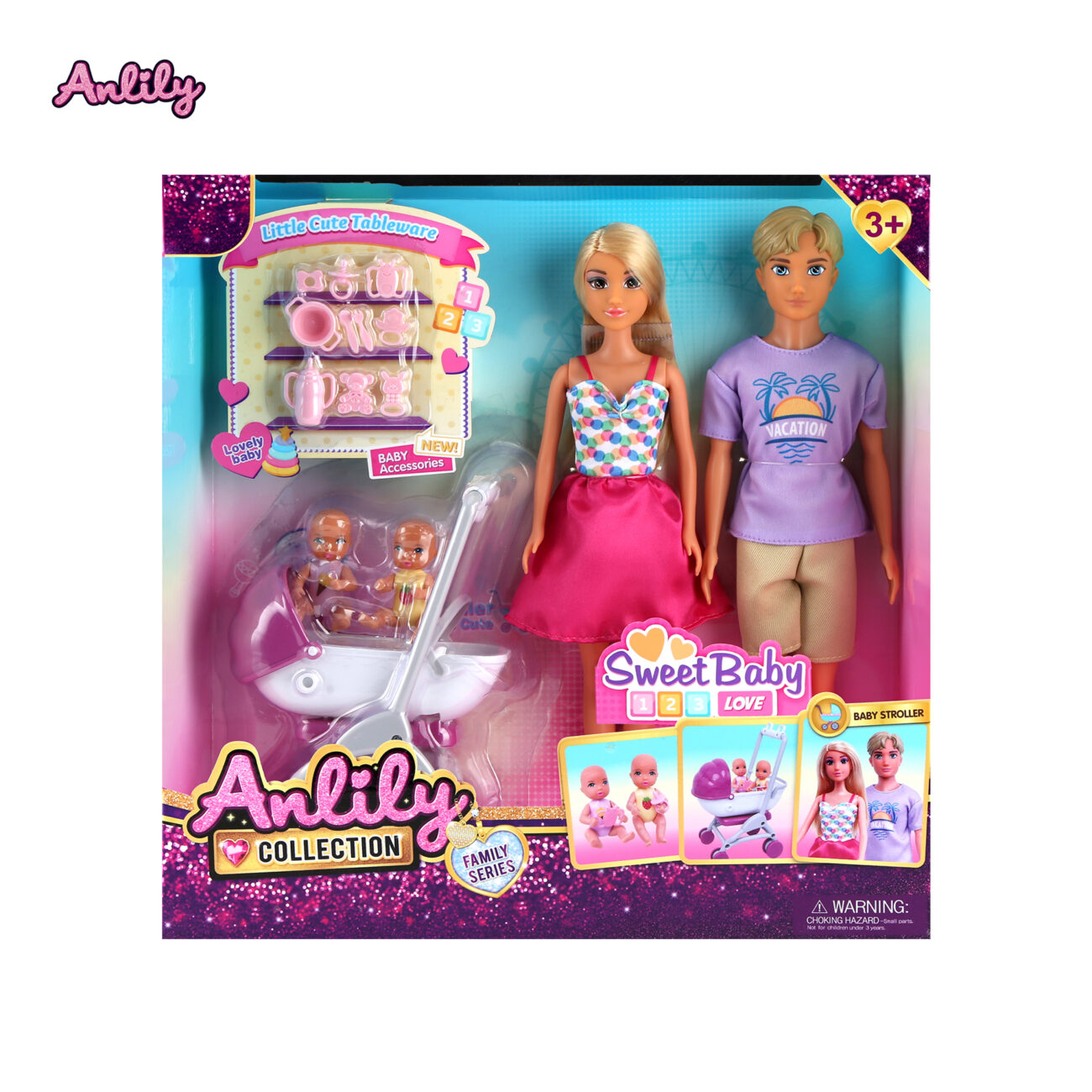 poupee famille avec poussette