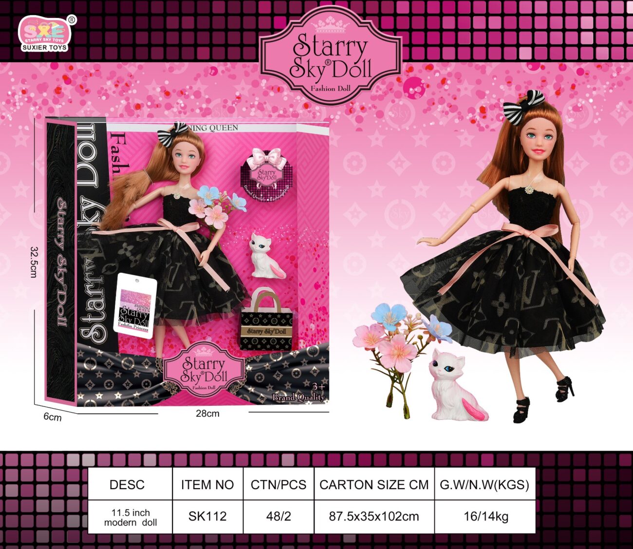 POUPEE ROBE NOIRE DE SOIREE