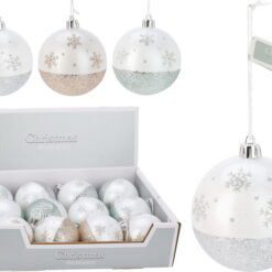 BOULE NOEL D8CM BLANC PAILLETT