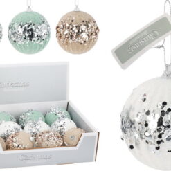 BOULE NOEL D8CM PAILLETTES 3AS