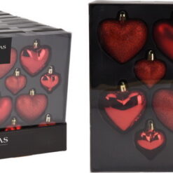 BOULE NOEL COEUR 8X65/45MM ROU