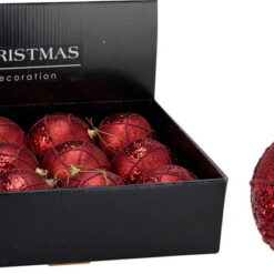 BOULE DE NOEL 80MM ROUGE PAILL