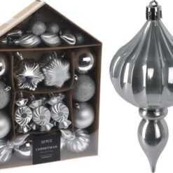 SET BOULES NO?L 32PCS ARGENTE