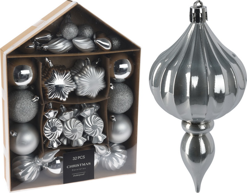 SET BOULES NO?L 32PCS ARGENTE
