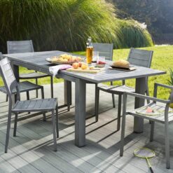 TABLE + 6 CHAISES ANTIBES 160/220cm