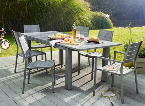 TABLE + 6 CHAISES ANTIBES 160/220cm