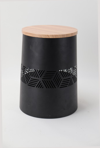 TABOURET METAL NOIR/BOIS