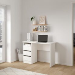 BUREAU 3 TIROIRS BLANC