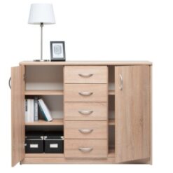 COMMODE 2 PORTES + 5 TIROIRS