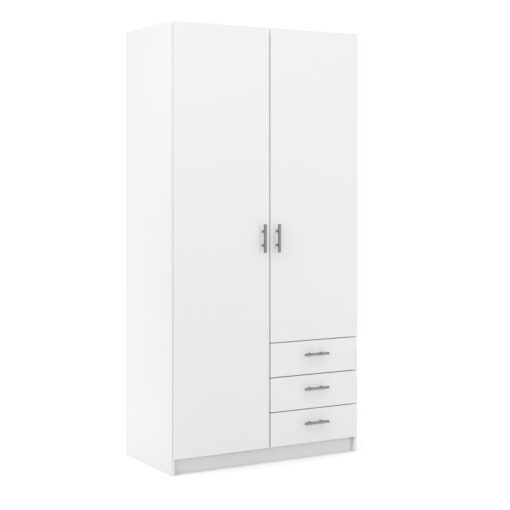 ARMOIRE BLANCHE 2 PORTES 3 TIROIRS