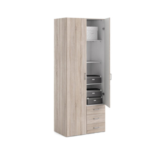 ARMOIRE 2 PORTES 3 TIROIRS