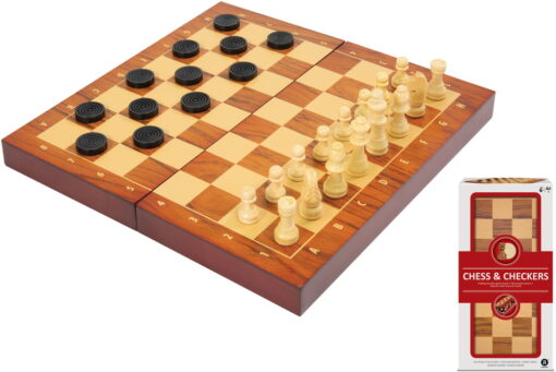 JEU DAMES ET ECHECS BOIS