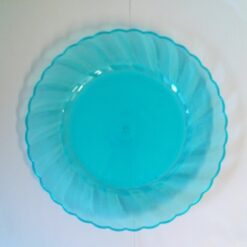 10 ASSIETTES PLASTIQUE TRANSPARENT BLEU