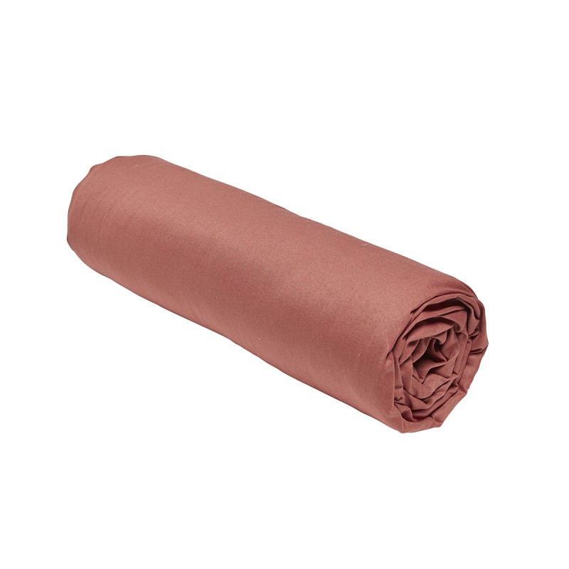 Drap housse coton coloris Terracotta